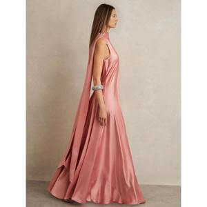 REISS FAE Satin Cape Maxi Dress